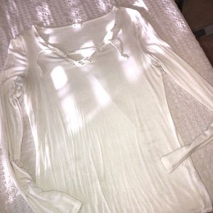 long sleeve top with cross cross neck